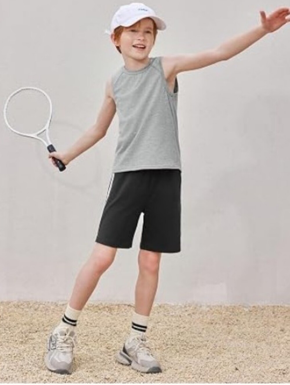 Boys Tank Top Athletic Sleeveless Crewneck T-Shirts Kids Gray